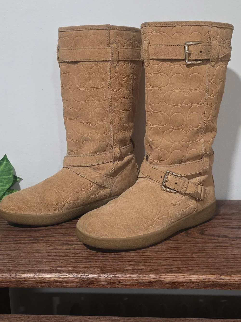 Coach Thelma Tan Embossed Signatue C Pullon Boots Womens 8 - Picture 3 of 10